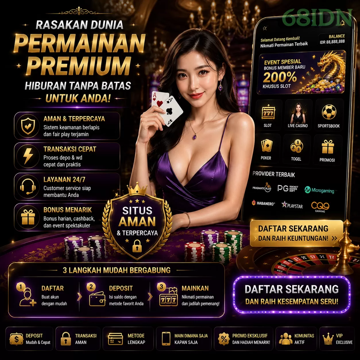 Cara Mendaftar dan Bermain di 68idn
